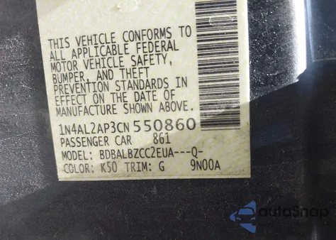 2012 Nissan Altima 2.5 S z USA, uszkodzony, nr VIN 1N4AL2AP3CN550860